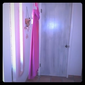 BCBG MaxAzria Empire Halter Satin gown